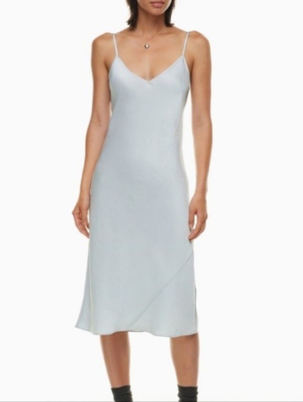 Wilfred Only Slip Satin Midi Dress- Ardoise